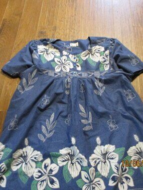Anthony Richards vtg mumu house dress blue floral 1 x